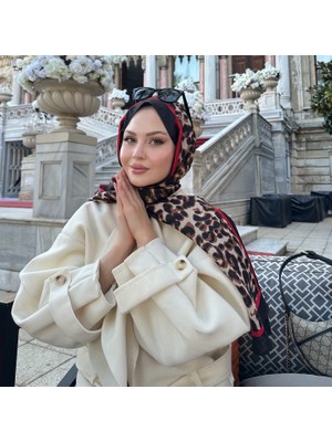 Yeni Sezon Leopar Desen Vual Ipek Şal Premium Fular Silk Scarfs Shawl Hijab