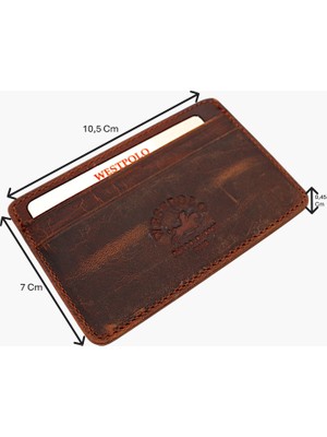 Westpolo Eskitme Hakiki Deri Unisex Ince Kartlık - G2 Taba