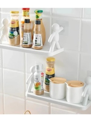 TE Dükkan Buğz Insan Figürlü Yapışkanlı Çok Amaçlı Duvar Rafı