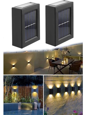 Feyza Design Modern Solar Çift Taraflı Bahçe Duvar Aydınlatması 2'li Set