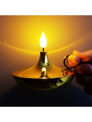 TE Dükkan Buğz Dekoratif Gold Pilli Mum Lamba