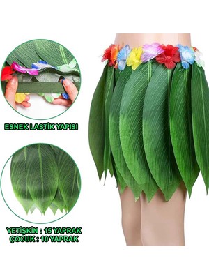 Alvo Store Buğz Tropikal Esintili Hawaii Yapraklı Parti Eteği Yetişkin Boy