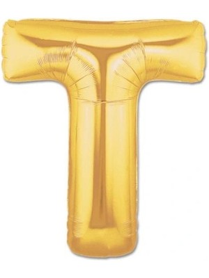 TE Dükkan Buğz Altın Sarısı Folyo T Harfi Balon 1 Metre