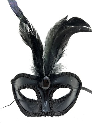 Alvo Store Buğz Rugan Kaplama Kırmızı Tüylü Parti Maskesi