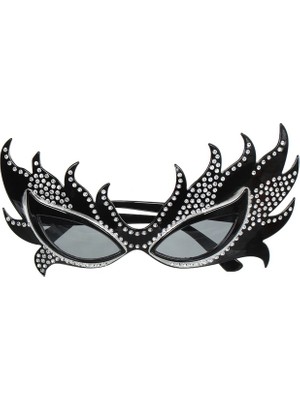 Alvo Store Buğz Taşlı Siyah Alev Parti Gözlüğü