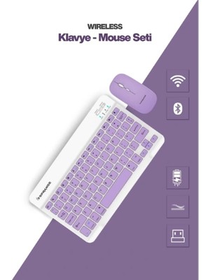 Alvo Store Buğz Mor Kablosuz Klavye ve Mouse Seti