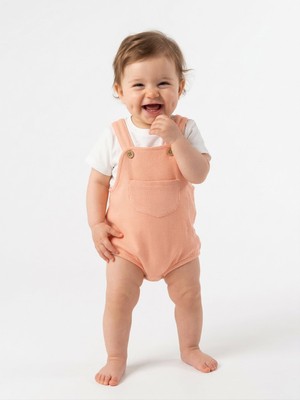 Kids Kingdom Pamuklu Organik Waffle Kumaş Cep Detaylı Kız Bebek 2li Zıbın Takım