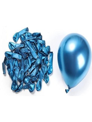 Feyza Design 5 Inç Mini Krom Mavi Balon 20 Adet