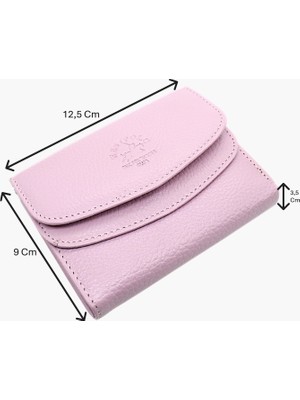 Westpolo Cindy Bozuk Para ve Bol Kartlık Bölmeli Hakiki Deri Küçük Kadın Cüzdanı-Açık Lavanta Pembe