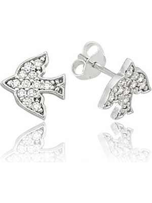 EkoAlışverişDünyam 925 Ayar Gümüş Kırlangıç Çivili Küpe EA0710049 (1124)