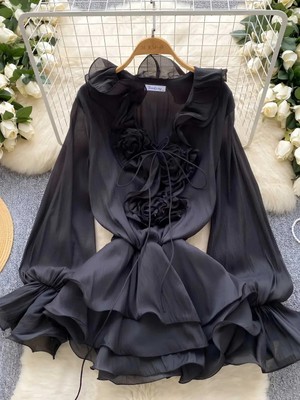 Havens Lia Şifon Gül Detay Elbise