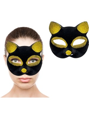 Alvo Store Buğz Siyah Renk Gold Simli Kedi Maskesi