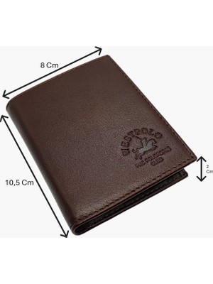 Westpolo Chace Hakiki Deri Kağıt Para ve Bozuk Para Bölmeli Küçük Erkek Cüzdanı - Kahverengi