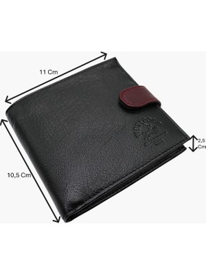 Westpolo Hakiki Deri Kağıt Para, Bozuk Para ve Bol Kart Bölmeli Patlı Erkek Cüzdanı - Siyah-Bordo