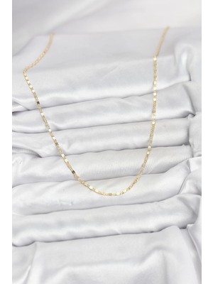 Alvo Store Buğz cm 14K Gold Renk Ezme Zincir Model 60 cm Kadın Kolye - Buğz