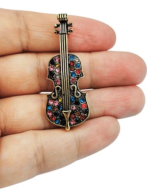 BB Bi Butik Shop Harmony Crystal Keman Tasarım Broş