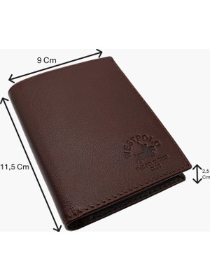 Westpolo Hakiki Deri Kağıt Para ve Bol Kart Bölmeli Erkek Cüzdanı - Kahverengi
