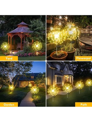 Feyza Design Güneş Enerjili 90 LED Karahindiba Bahçe Aydınlatma Dekoru Seti