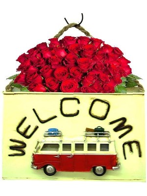 Dekoratif Metal Saksı Vintag Minibüs Temalı Hediyelik