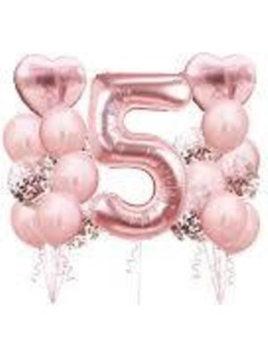 Feyza Design Pembe 5 Yaş Doğum Günü Balon Seti - Eğlence ve Parti Malzemeleri