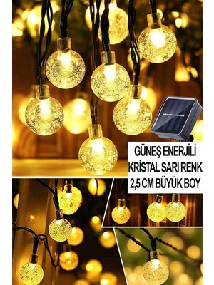 Feyza Design 50 LED Sarı Güneş Enerjili Bahçe ve Teras Aydınlatması