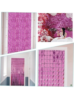 TE Dükkan Buğz Ekstra Metalize Rose Gold Renk Disko Dikdörtgen Kesim Kapı Perdesi Dekorasyon 1x2 Metre