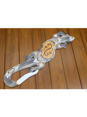 TE Dükkan Buğz Ahşap Duvara Asmalı Kertenkele Figürü