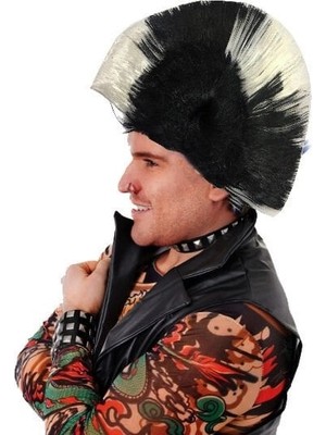 TE Dükkan Buğz Mohican Mohawk Punk Peruk - 70 Li 80 Li Yıllar Peruk Model 5
