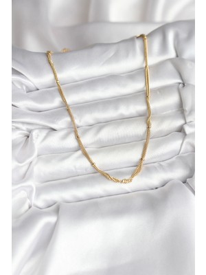 TE Dükkan Buğz 14K Gold Renk Kaplama Topçuk Zincirli Model cm Kadın Kolye - Buğz