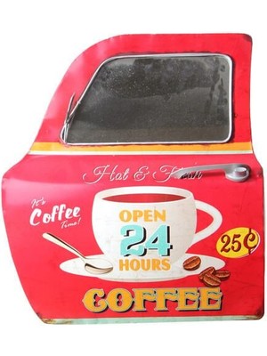 Dekoratif Coffee Temalı Kırmızı Araba Kapısı Ayna Hediyelik