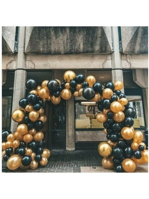 Feyza Design 50 Adet 12 Inç Siyah Metalik ve Pastel Balon + 5 mt Balon Zinciri