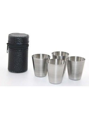 Deri Kılıflı 4'lü Shot Bardak Seti