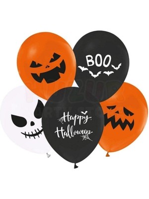Feyza Design Halloween Cadılar Bayramı Baskılı Turuncu Balon 8 Adet