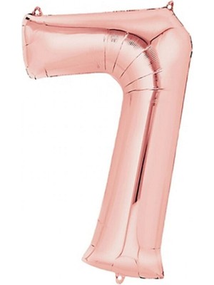 Feyza Design 7 Rakam Folyo Balon Gold Rosse Renk 76 cm - Pembe