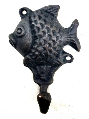 EkoAlışverişDünyam Antika Tarz Dekoratif Pirinç Balık Figürlü Askı - 84X51MM, Oksit