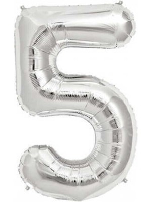 Feyza Design Gümüş Renk 5 Rakam Folyo Balon 36 cm - Parti Malzemeleri