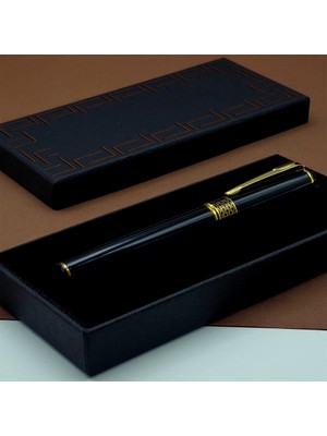 Gold Işlemeli Siyah Metal Roller Kalem