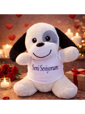 EkoAlışverişDünyam Seni Seviyorum Tişörtlü Sevimli Peluş Köpek