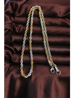 Alvo Store Buğz 316L Çelik Çift Renk Burgu Tasarımlı Kolye - Buğz