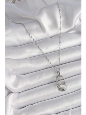 Alvo Store Buğz 316L Çelik Gümüş Renk Zincir Beyaz Kedi Göz Model Kadın Kolye - Buğz