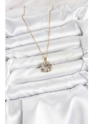 Alvo Store Buğz 316L Çelik Zincir Gold Renk Zirkon Taşlı Sarmal Model Kadın Kolye - Buğz