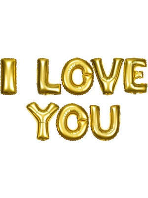 Parti Balon I Love You Folyo Balon Altın Renk 35 cm