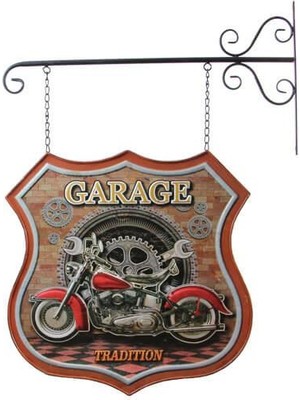 Dekoratif Çift Yönlü Motor Temalı Ferforje Askı Hediyelik