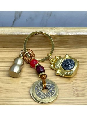 Alvo Store Buğz Metal Şans ve Bereket Kedisi Anahtarlık Model 3