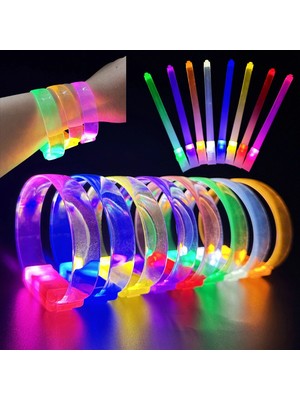 Alvo Store Buğz 3 Modlu Pilli LED Işıklı Esnek Parti Bilekliği Beyaz