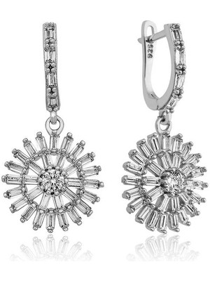 Gümüş Baget Taşlı Küpe