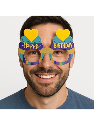 Alvo Store Buğz Cupcake Temalı Doğum Günü Renkli Karton Happy Birthday Gözlüğü 6 Adet