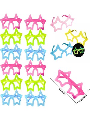 Alvo Store Buğz Fosforlu Yıldız Model Glow Parti Gözlüğü Karanlıkta Yanan Gözlükler 12 Adet