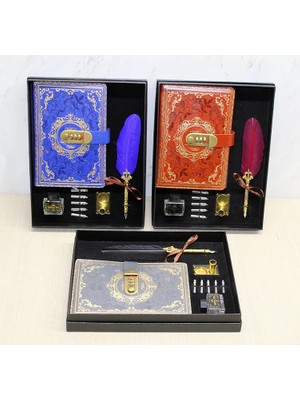 Alvo Store Buğz Şifreli Deri Defter ve Divit Hokka Seti