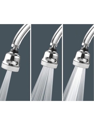 Krom 3 Fonksiyonlu Mutfak Lavabo Başlığı 360 Derece Döner Musluk Ucu